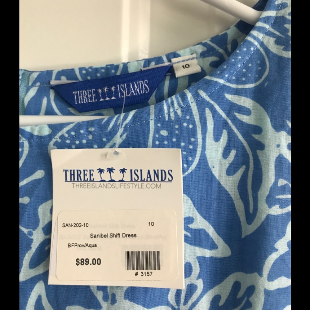 Three Islands Blue Print Dress size 10